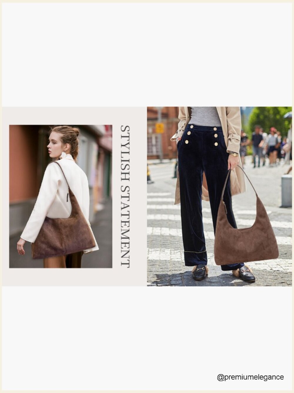 Faux Suede Tote Bag with Magnetic Closure, Large Capacity Shoulder Bag for Work - Picture 7 of 7